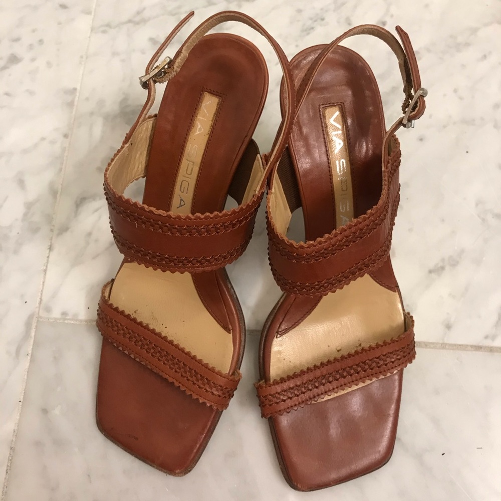 Via Spiga brown strappy high heeled sandals